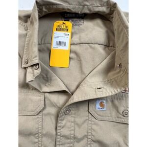 Carhartt Force Relaxed Fit Lightweight Long Sleeve Shirt Khaki Mens L logo SPF